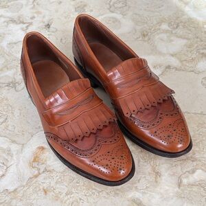 Allen Edmonds Wakefield Leather Wingtip Penny Loafers Cognac